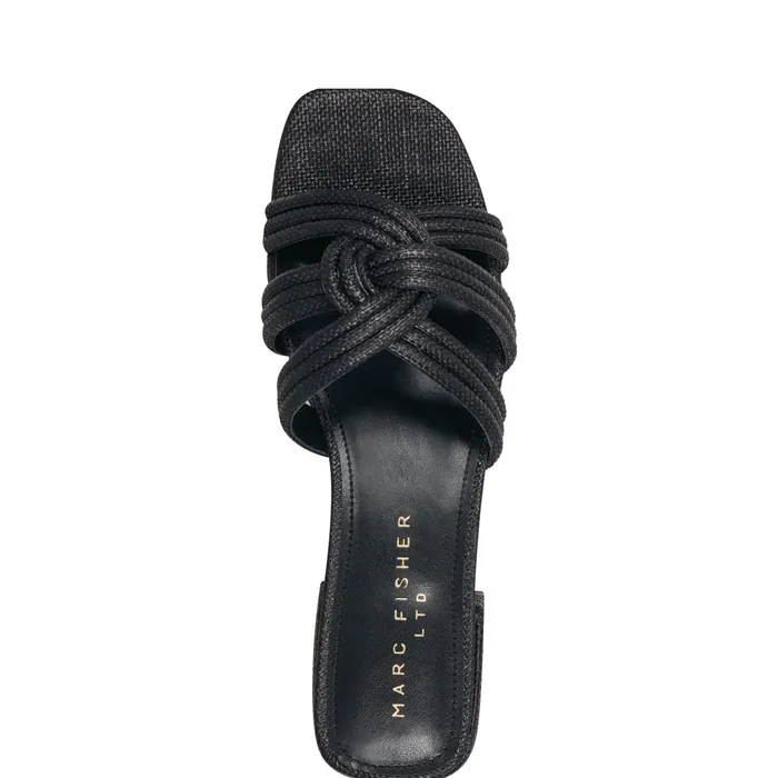 Women Casara Slide Sandal Black Raffia Marc Fisher Mules and Slides