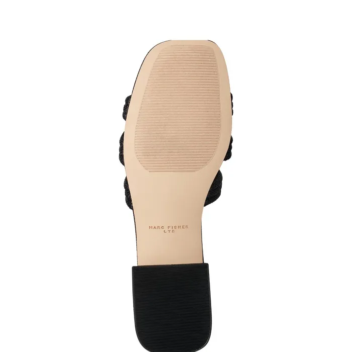 Women Casara Slide Sandal Black Raffia Marc Fisher Mules and Slides