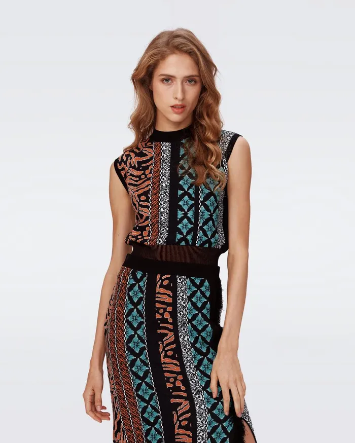 Women Cass Top Multicolor Retro Stripe DVF Tops