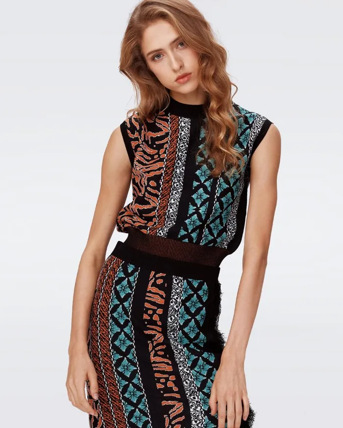 Women Cass Top Multicolor Retro Stripe DVF Tops