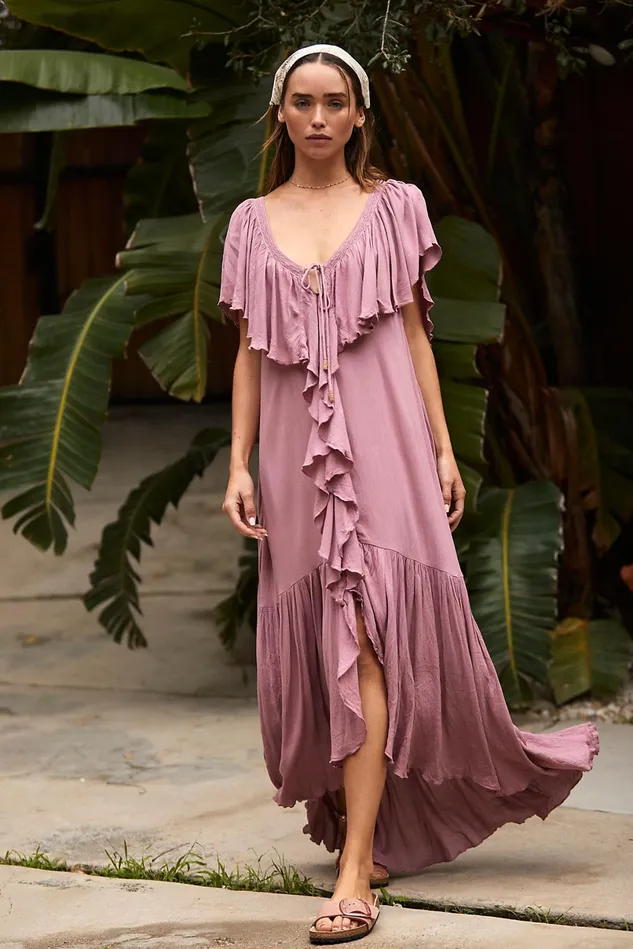 Women Casual Dresses Free People Mind Floats Maxi Dress Dried Currant