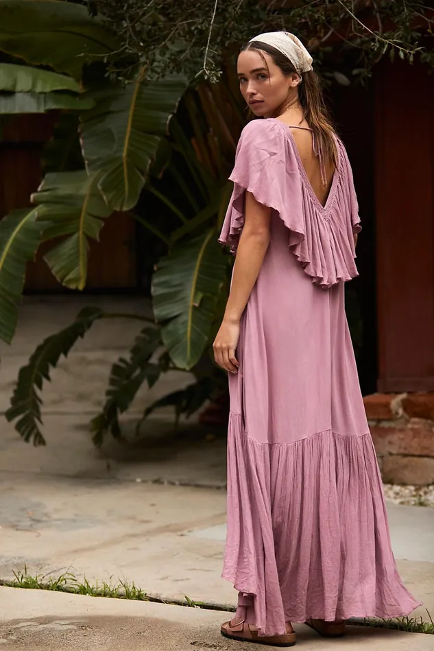 Women Casual Dresses Free People Mind Floats Maxi Dress Dried Currant
