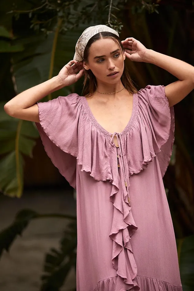 Women Casual Dresses Free People Mind Floats Maxi Dress Dried Currant