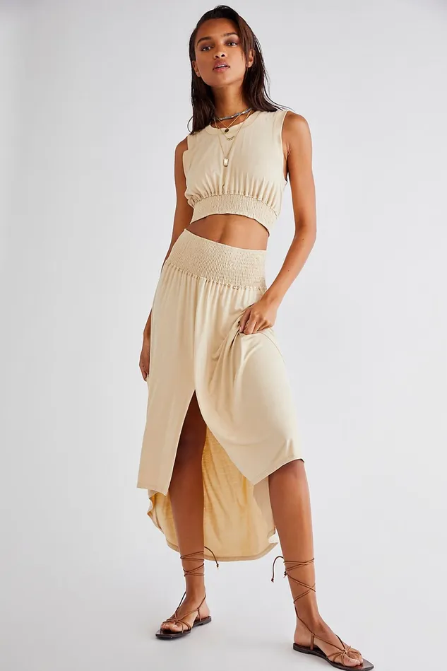 Women Casual Dresses Free People Morningside Set Beige