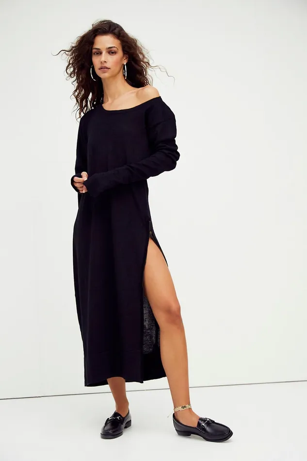 Women Casual Dresses Free People Slouch Dress Black
