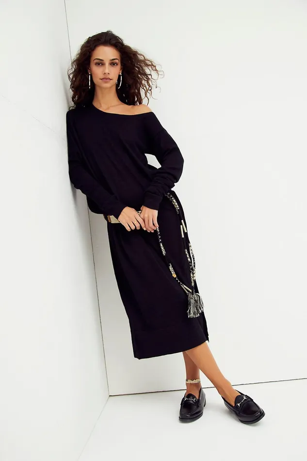 Women Casual Dresses Free People Slouch Dress Black