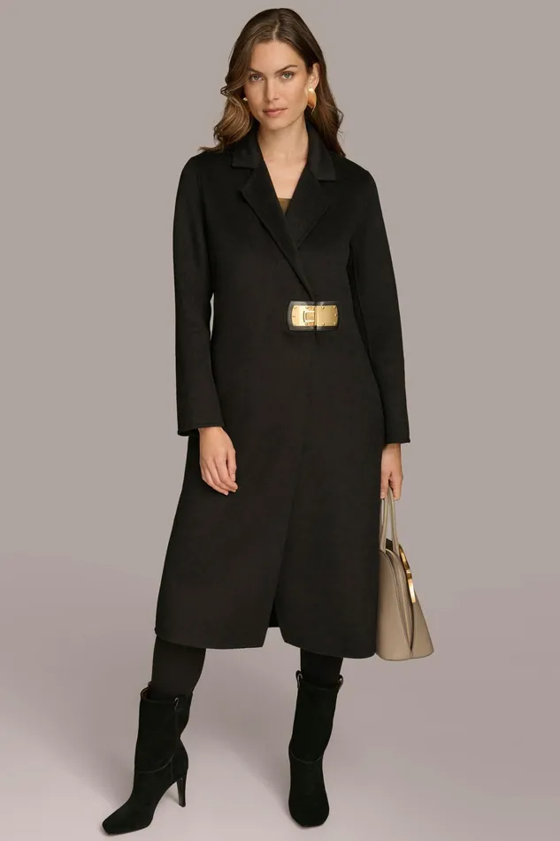 Women Coats And Jackets Donna Karan TAILORED COAT WITH BRUSHED HARDWARE DETAIL Black Women Coats And Jackets Donna Karan TAILORED COAT WITH BRUSHED HARDWARE DETAIL Black