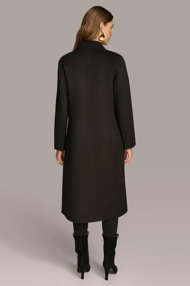Women Coats And Jackets Donna Karan TAILORED COAT WITH BRUSHED HARDWARE DETAIL Black
