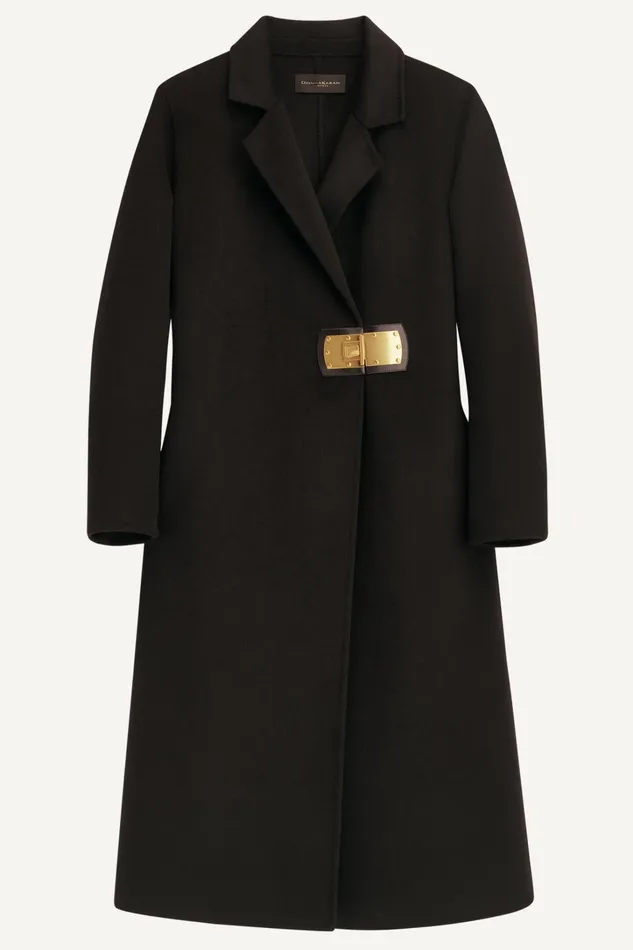 Women Coats And Jackets Donna Karan TAILORED COAT WITH BRUSHED HARDWARE DETAIL Black