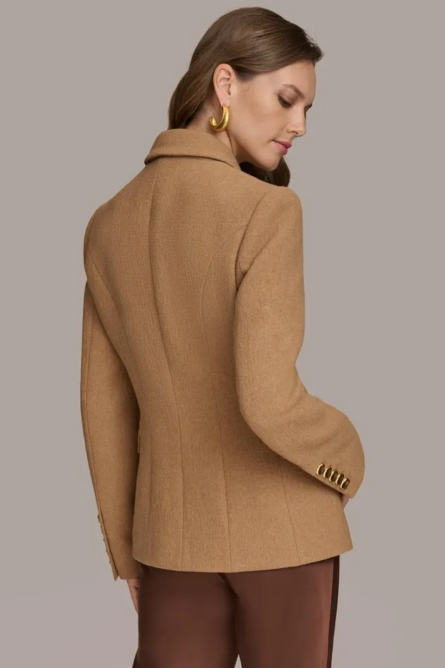 Women Coats And Jackets Donna Karan WOOL BLAZER JACKET Camel