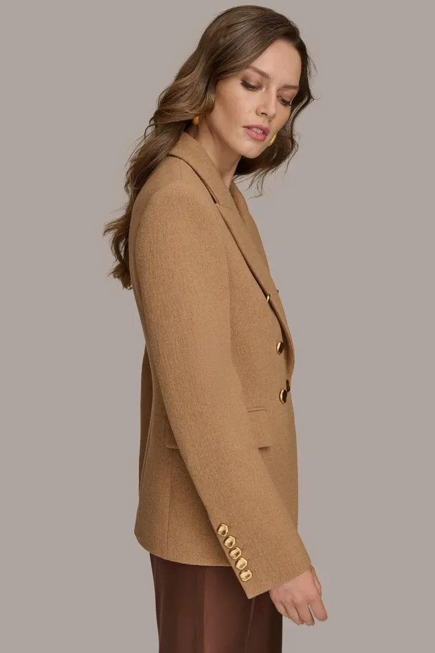 Women Coats And Jackets Donna Karan WOOL BLAZER JACKET Camel