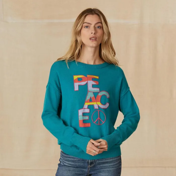 Women Colors Of Peace Sweater Brightteal Sundance Catalog Sweaters