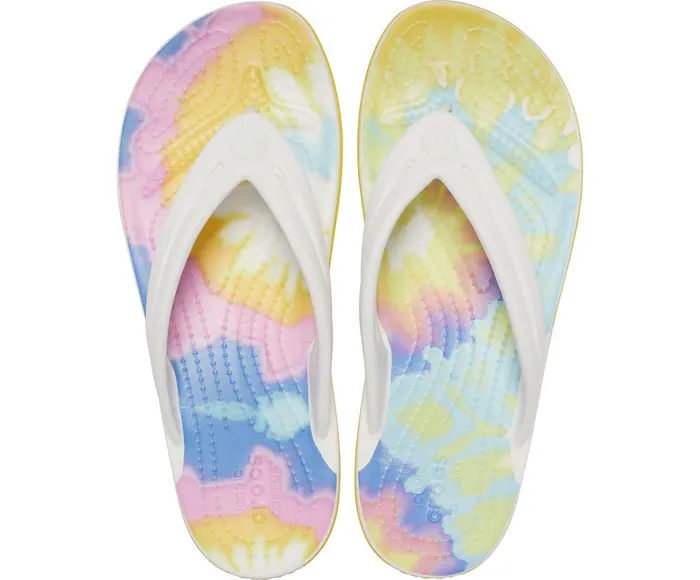 Women Crocband TieDye Flip White Multi Crocs FlipFlops