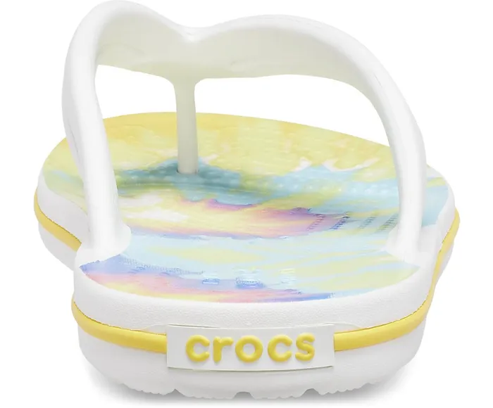 Women Crocband TieDye Flip White Multi Crocs FlipFlops