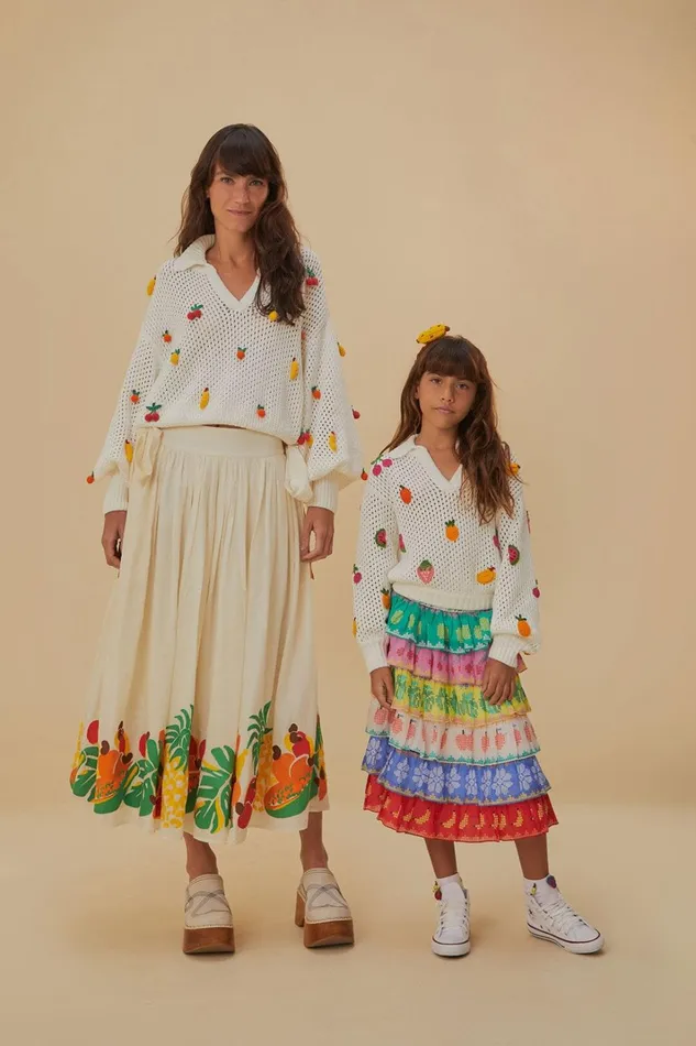 Women Crochet Fruit Kids Sweater Offwhite FARM Rio Sweaters and Sweatshirts