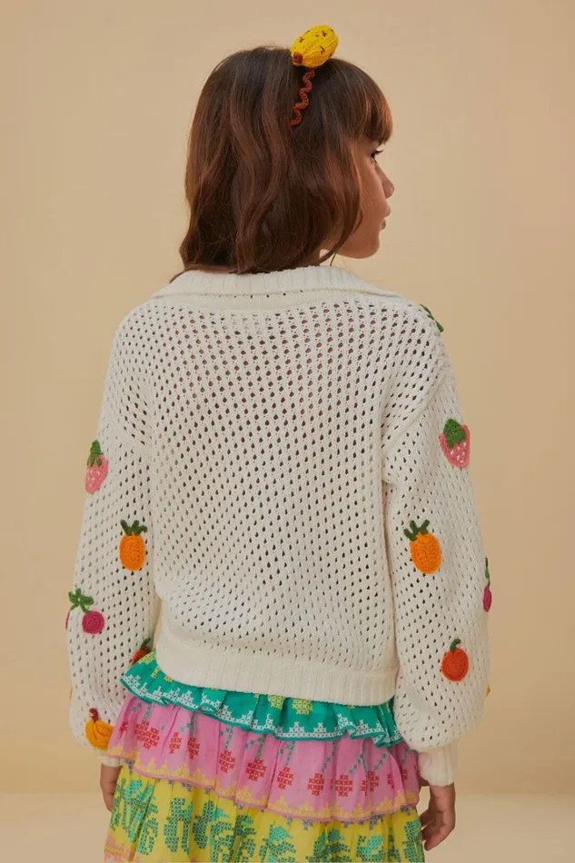 Women Crochet Fruit Kids Sweater Offwhite FARM Rio Sweaters and Sweatshirts