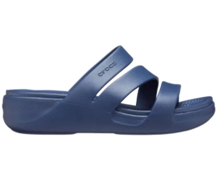 Women Crocs Monterey Strappy Wedge Navy Crocs Sandals