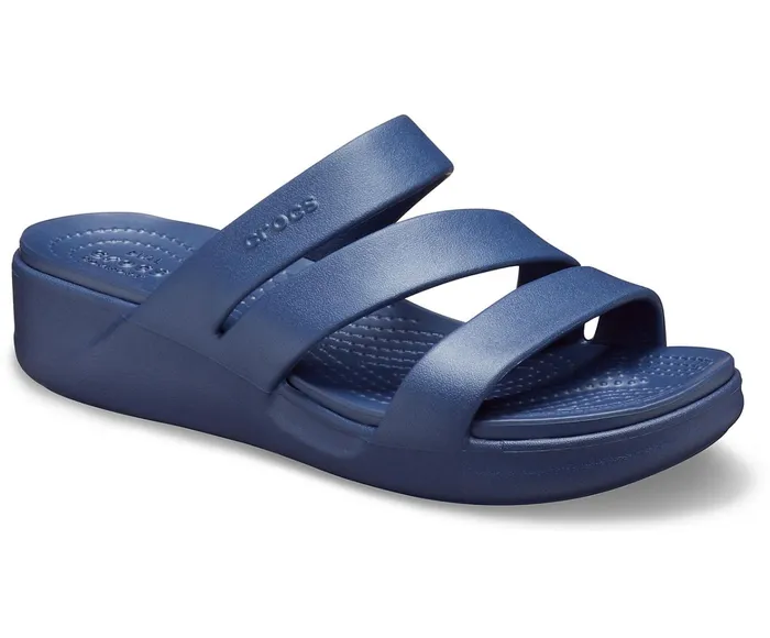 Women Crocs Monterey Strappy Wedge Navy Crocs Sandals
