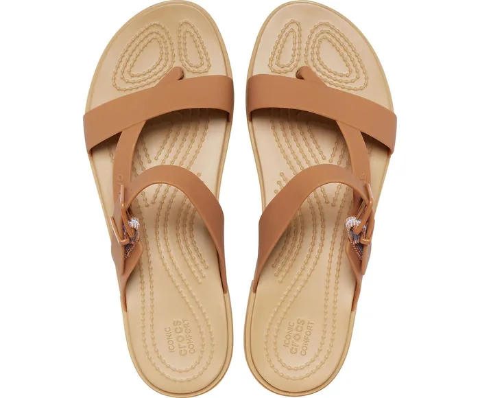 Women Crocs Tulum Toe Post Sandal Dark Gold Crocs Sandals