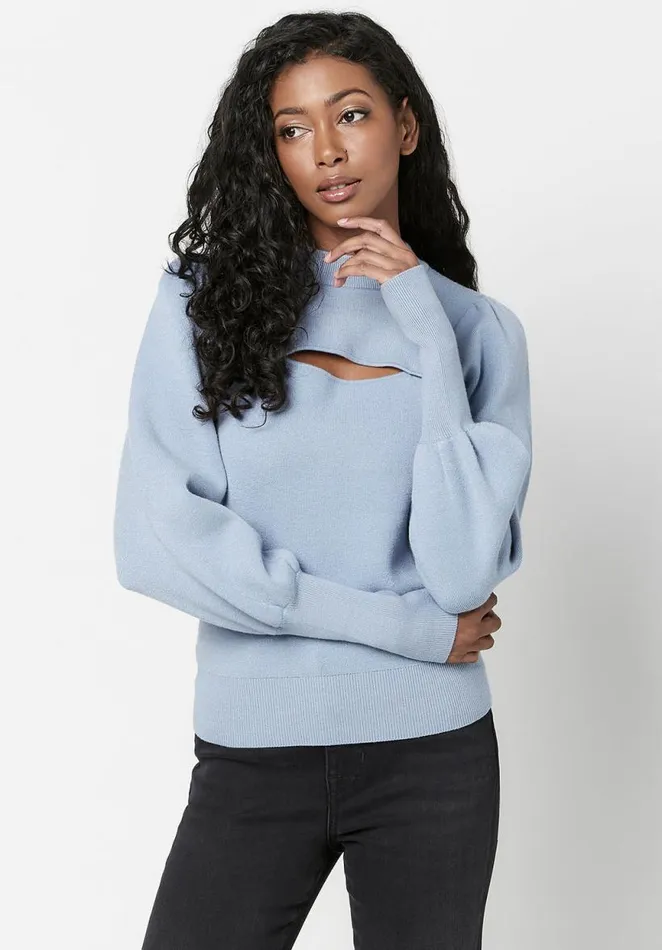 Women CutOut Nadeline Puff Sweater Black Buffalo David Bitton Sweaters