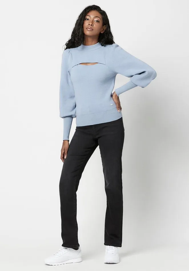 Women CutOut Nadeline Puff Sweater Black Buffalo David Bitton Sweaters