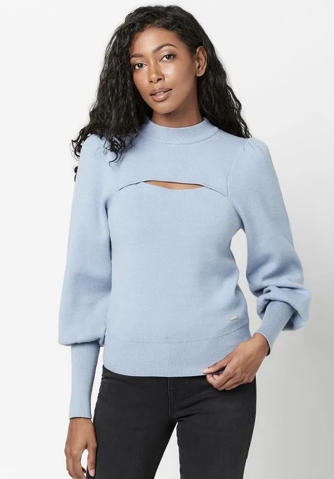Women CutOut Nadeline Puff Sweater Black Buffalo David Bitton Sweaters