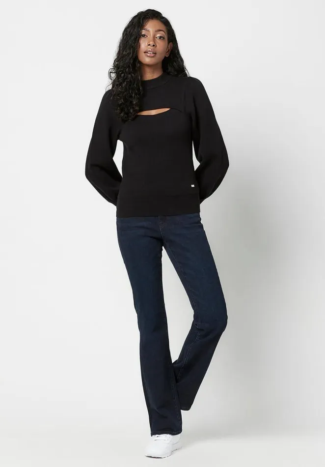 Women CutOut Nadeline Puff Sweater Black Buffalo David Bitton Sweaters