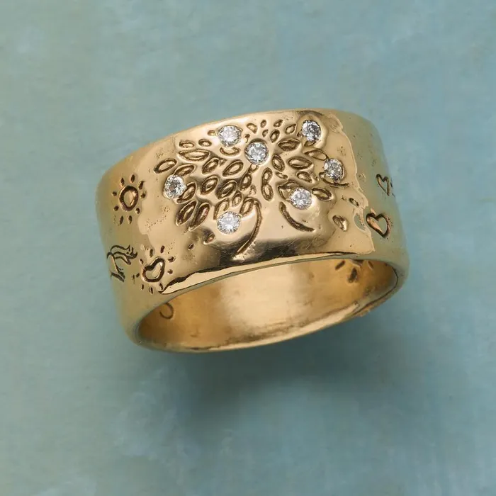 Women Dappled Forest Ring Yellow Gold Sundance Catalog Rings