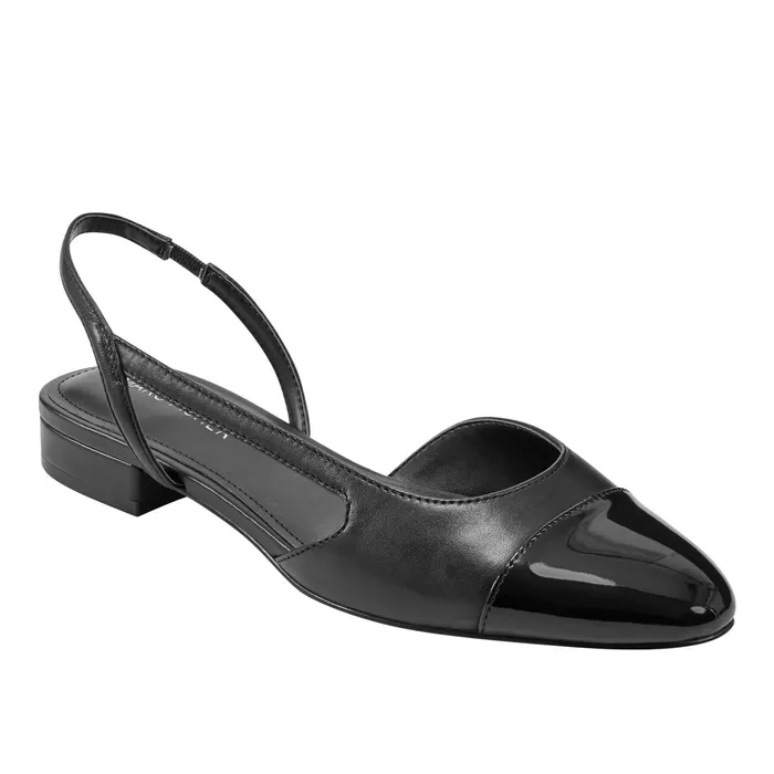 Women Dela Closed Toe Slingback Dress Flat Black Marc Fisher Loafers and Flats