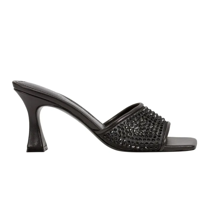 Women Delaney Studded Slide Sandal Black Leather Marc Fisher Sandals