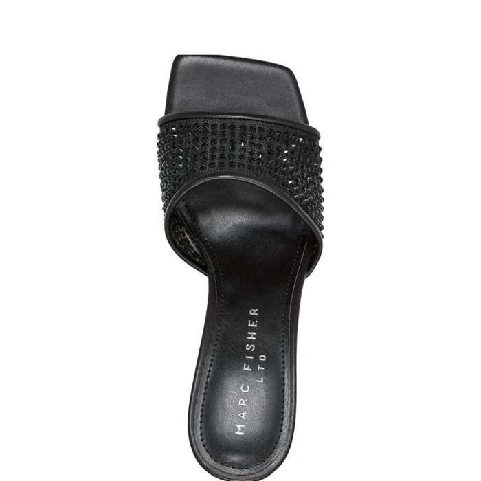 Women Delaney Studded Slide Sandal Black Leather Marc Fisher Sandals