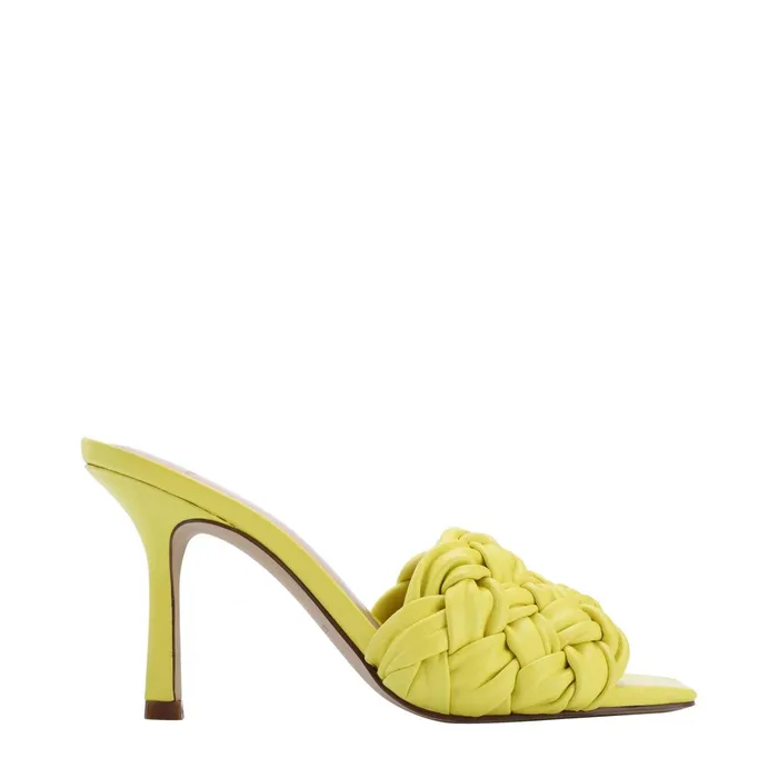 Women Draya Square Toe Slide Yellow Leather Marc Fisher Mules and Slides