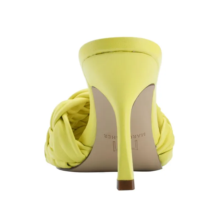 Women Draya Square Toe Slide Yellow Leather Marc Fisher Mules and Slides