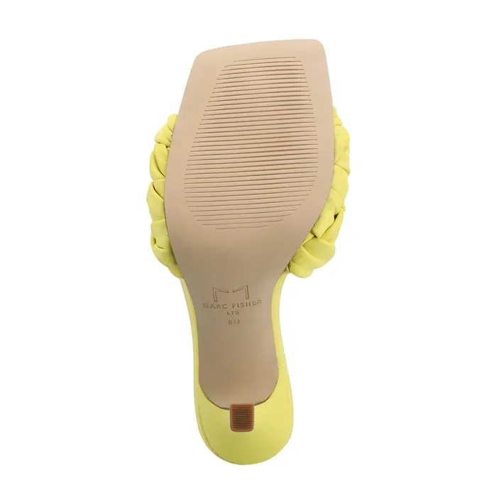 Women Draya Square Toe Slide Yellow Leather Marc Fisher Mules and Slides