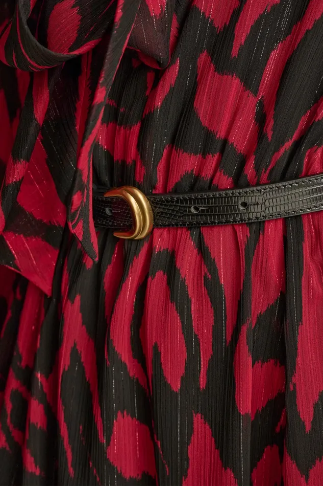 Women Dresses And Jumpsuits Donna Karan CHIFFON SHIRT DRESS MIDI WITH BELT Redblack Multi