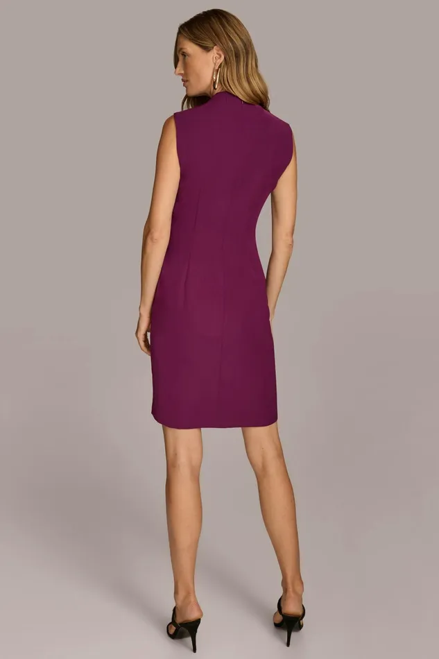 Women Dresses And Jumpsuits Donna Karan MOCK NECK DRESS WITH SIDE BELT Elderberry