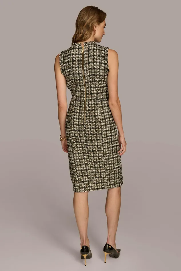 Women Dresses And Jumpsuits Donna Karan TWEED SHEATH DRESS Black Multi