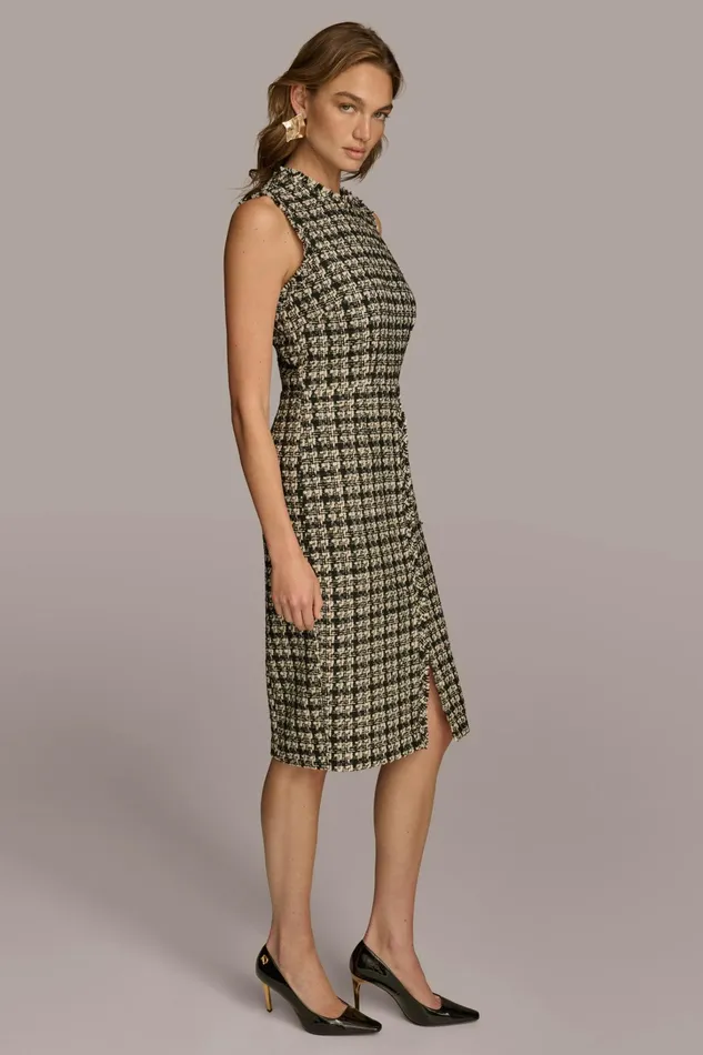 Women Dresses And Jumpsuits Donna Karan TWEED SHEATH DRESS Black Multi