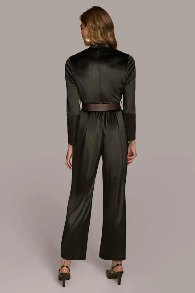 Women Dresses And Jumpsuits Donna Karan VELVET VNECK JUMPSUIT Black