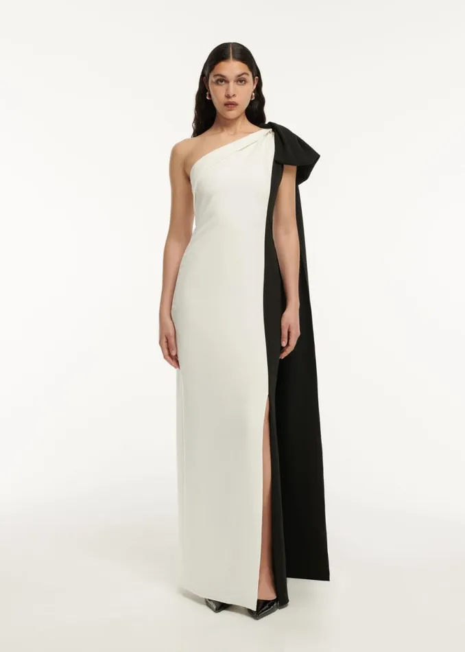 Women Dresses Roland Mouret Asymmetric Bow Stretch Cady Maxi Dress