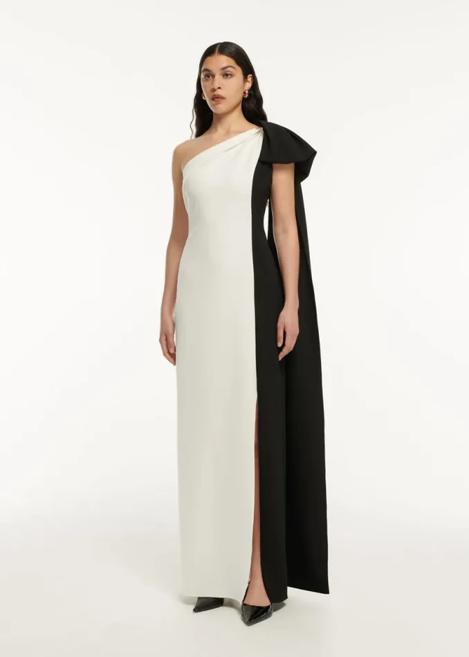 Women Dresses Roland Mouret Asymmetric Bow Stretch Cady Maxi Dress