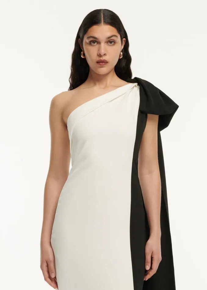 Women Dresses Roland Mouret Asymmetric Bow Stretch Cady Maxi Dress