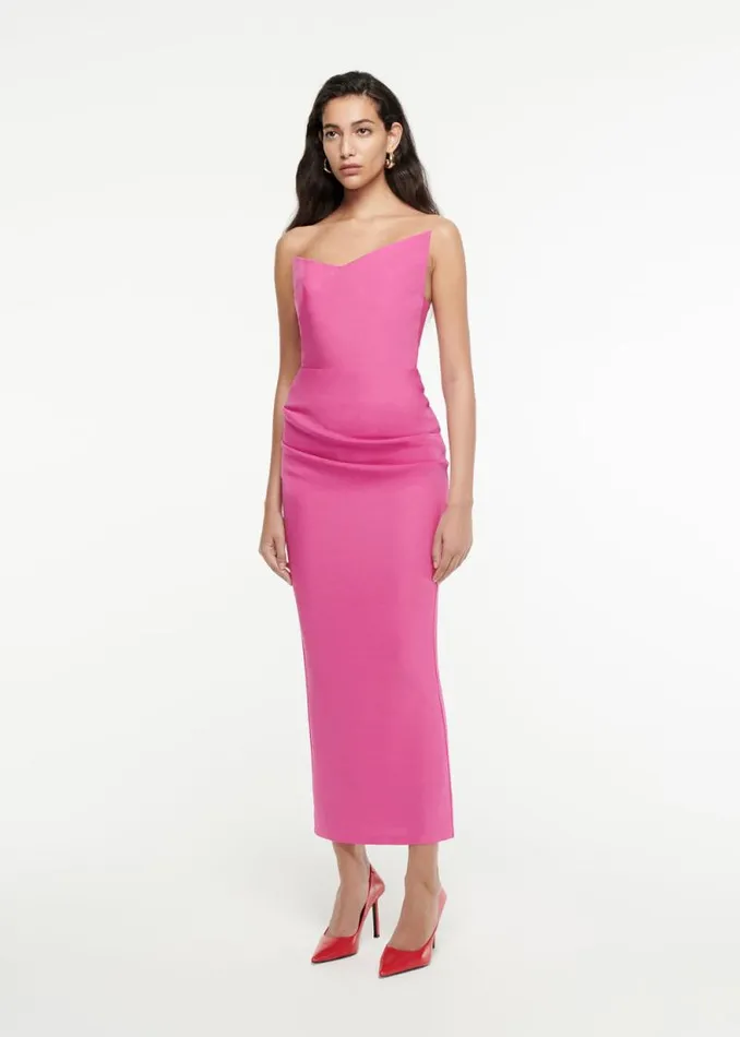 Women Dresses Roland Mouret Asymmetric Geometric Silk Wool Midi Dress