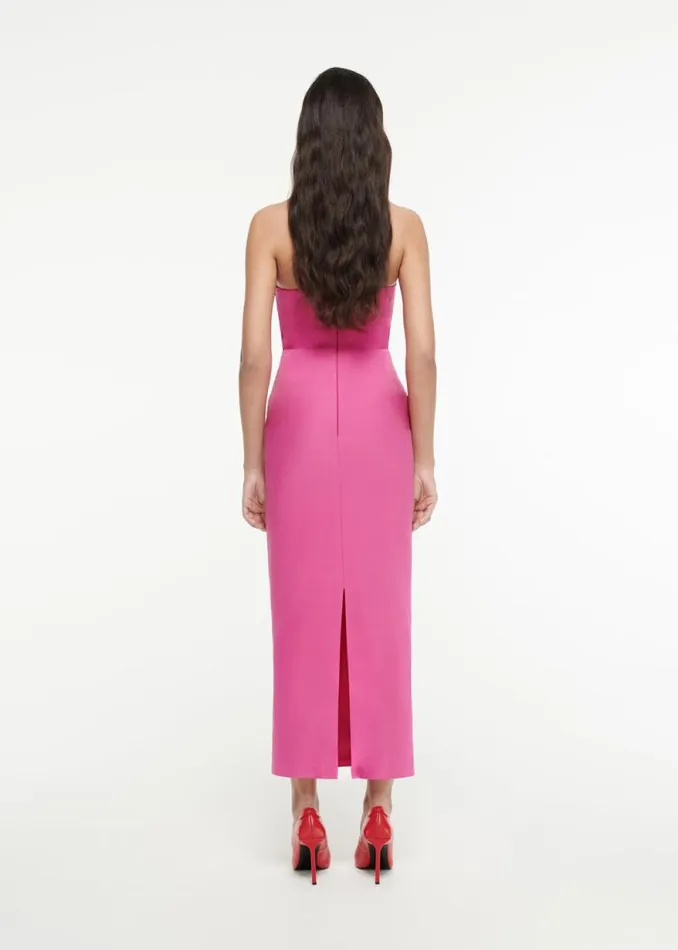 Women Dresses Roland Mouret Asymmetric Geometric Silk Wool Midi Dress