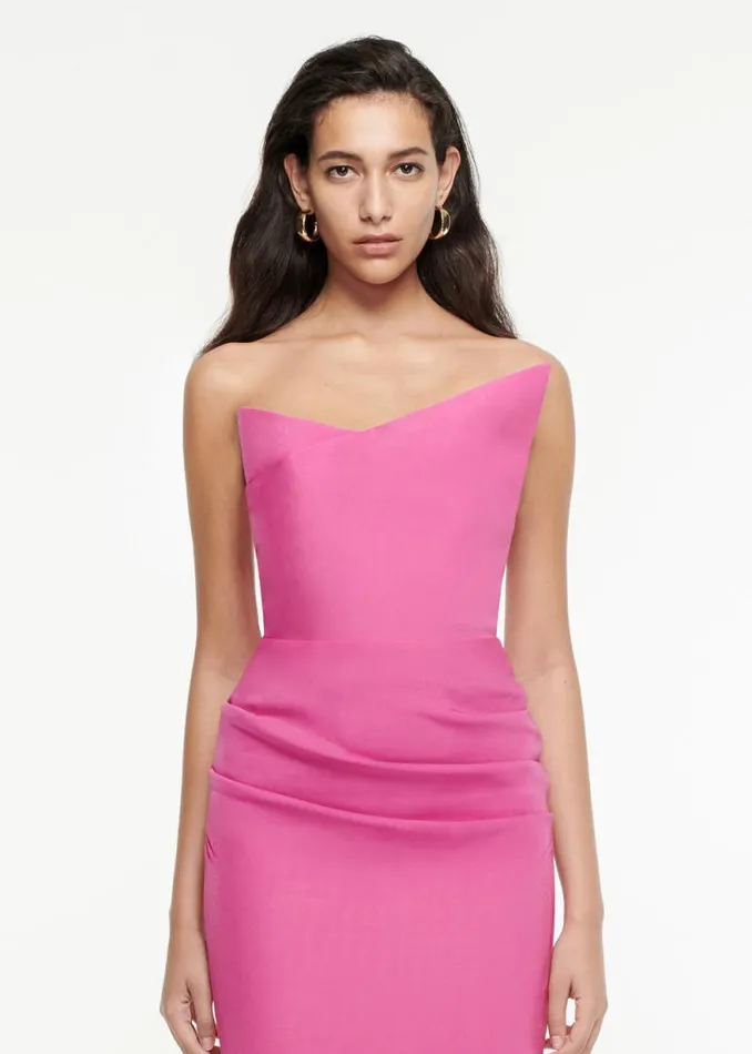 Women Dresses Roland Mouret Asymmetric Geometric Silk Wool Midi Dress