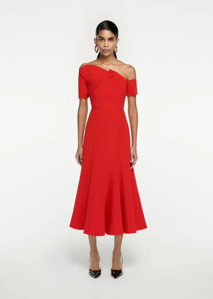 Women Dresses Roland Mouret Asymmetric Stretch Cady Midi Dress