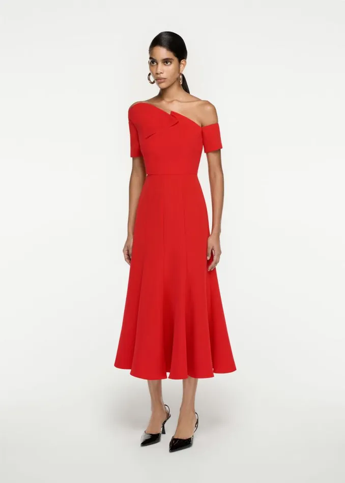 Women Dresses Roland Mouret Asymmetric Stretch Cady Midi Dress