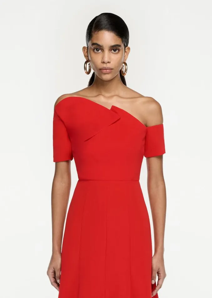Women Dresses Roland Mouret Asymmetric Stretch Cady Midi Dress