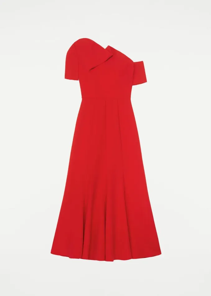 Women Dresses Roland Mouret Asymmetric Stretch Cady Midi Dress