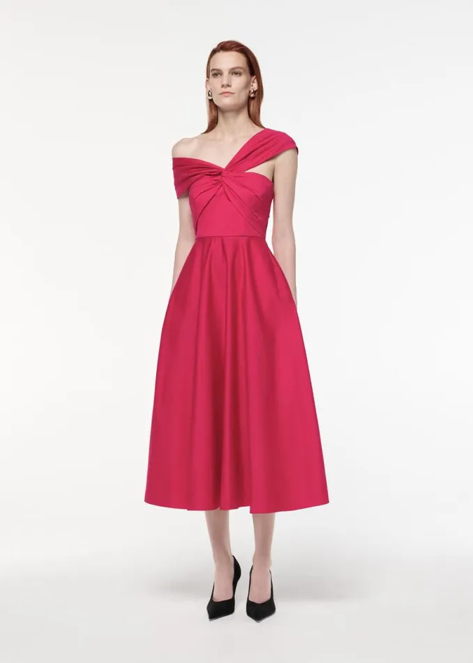 Women Dresses Roland Mouret Asymmetric Stretch Cotton Poplin Midi Dress